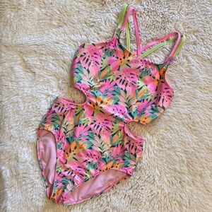 Art Class Pink and Green Kids One Piece Swimsuit